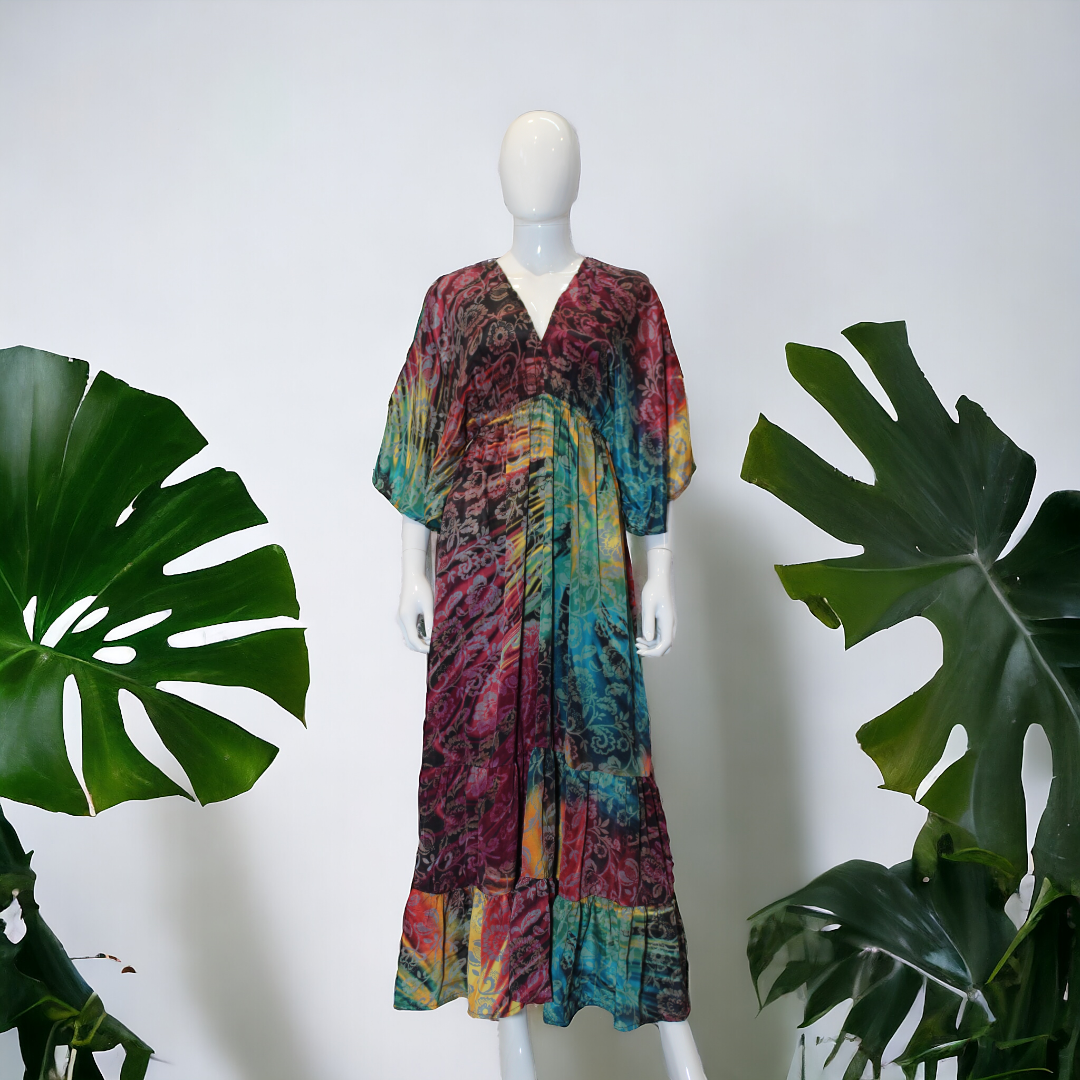 Bohemian Tie-Dye Multicolor  Maxi Dress